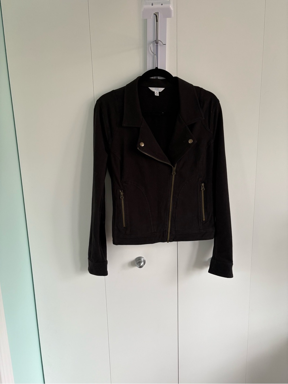 Time and Tru Black Asymmetrical Moto Jacket